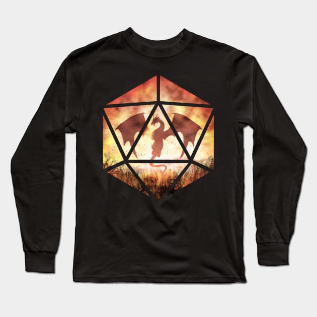 Fire Dragon D20 Long Sleeve T-Shirt by MaratusFunk